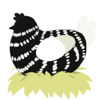 A black and white chicken with a bar pattern