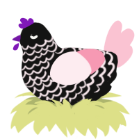 Cerasus, a black and rose chicken with a lace pattern