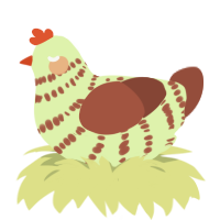 Zapp, a apple and russet chicken with a bar pattern
