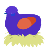 (unnamed), a indigo and vermilion chicken