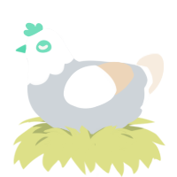 My eyes hurt, a mist and cream chicken with a head pattern