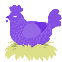A blurple chicken with a lace pattern