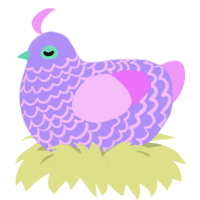 A lilac and lavender chicken with a lace pattern