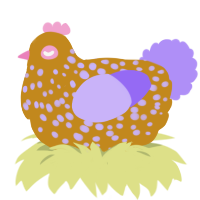 Mothy, a ochre and lilac chicken with a speckle pattern
