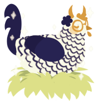 A mist and navy chicken with a speckle pattern