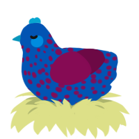 A ultramarine and wine chicken with a speckle pattern