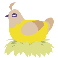 A yellow and beige chicken with a head pattern