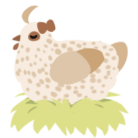 A cream and beige chicken with a speckle pattern