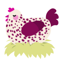 Orchid, a cream and wine chicken with a speckle pattern