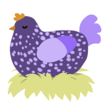 A overcast and lilac chicken with a speckle pattern