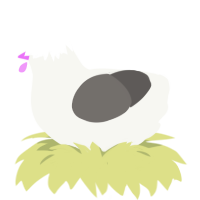 A white and grey chicken