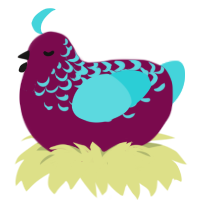 will o wisp, a wine and aqua chicken with a half-lace pattern