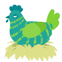 (unnamed), a turquoise and grass chicken with a bar pattern
