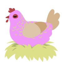 strawberry yogurt, a lavender and beige chicken with a half-lace pattern