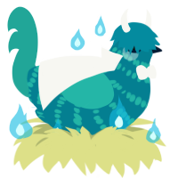 Atticus, a sea and turquoise chicken with a bar pattern