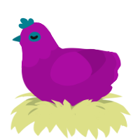 Purple, a plum chicken with a head pattern