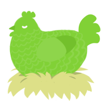 A grass chicken with a lace pattern
