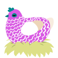 Pepto, a orchid and cream chicken with a lace pattern