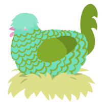 Rice Paddy, a mint and chartreuse chicken with a lace pattern