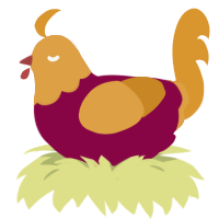 Potato, a maroon and orange chicken with a head pattern