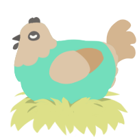 Lichen, a mint and beige chicken with a head pattern
