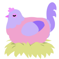 Baby boy, a pink and lilac chicken with a head pattern