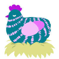 (unnamed), a sea and lavender chicken with a bar pattern