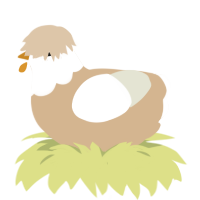 Eagle, a beige and white chicken with a head pattern