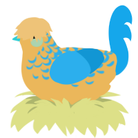 Skye, a honey and sky chicken with a half-lace pattern