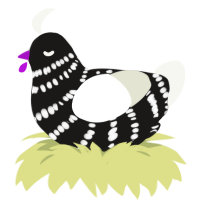 Oreo, a sable and white chicken with a bar pattern