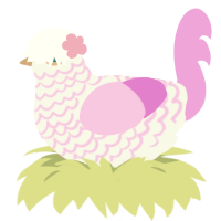 Asuka R Kreuz, a white and lavender chicken with a lace pattern