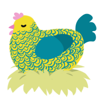 undersea pineapple, a yellow and sea chicken with a double-lace pattern