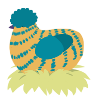 Blip, a honey and sea chicken with a bar pattern