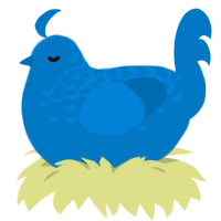 A sapphire chicken with a half-lace pattern