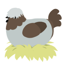 (unnamed), a silver and bark chicken with a head pattern