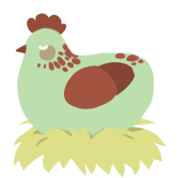 disease mint choccy, a gluppy and russet chicken with a neck-speckle pattern