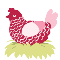 Tender Heart, a crimson and rose chicken with a lace pattern