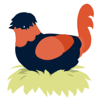 A tumblr and vermilion chicken with a head pattern