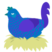 Conceal-Mint, a sapphire and indigo chicken with a lace pattern