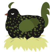 A sable and olive chicken with a speckle pattern
