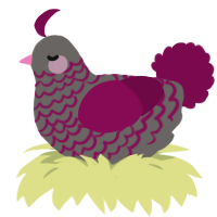 A grey and wine chicken with a lace pattern