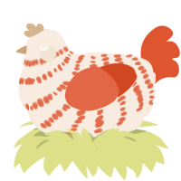 Tip top, a cream and vermilion chicken with a bar pattern