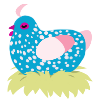 Easter Egg, a cerulean and rose chicken with a speckle pattern