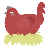 A red chicken with a lace pattern