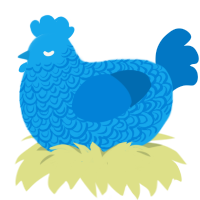 Careful Study, a sky and sapphire chicken with a double-lace pattern
