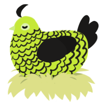 A lime and sable chicken with a lace pattern