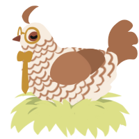 Atzi, a cream and brown chicken with a lace pattern