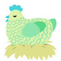 A apple and spring chicken with a lace pattern