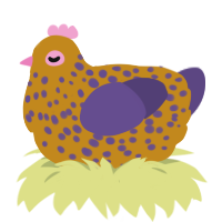 silly, a ochre and overcast chicken with a speckle pattern
