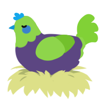 Quark, a overcast and grass chicken with a head pattern